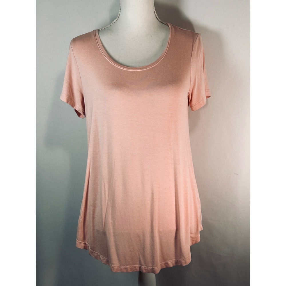 JM Collection Womens Peach Pink Scoop Neck Short Sleeve T-Shirt Top XS